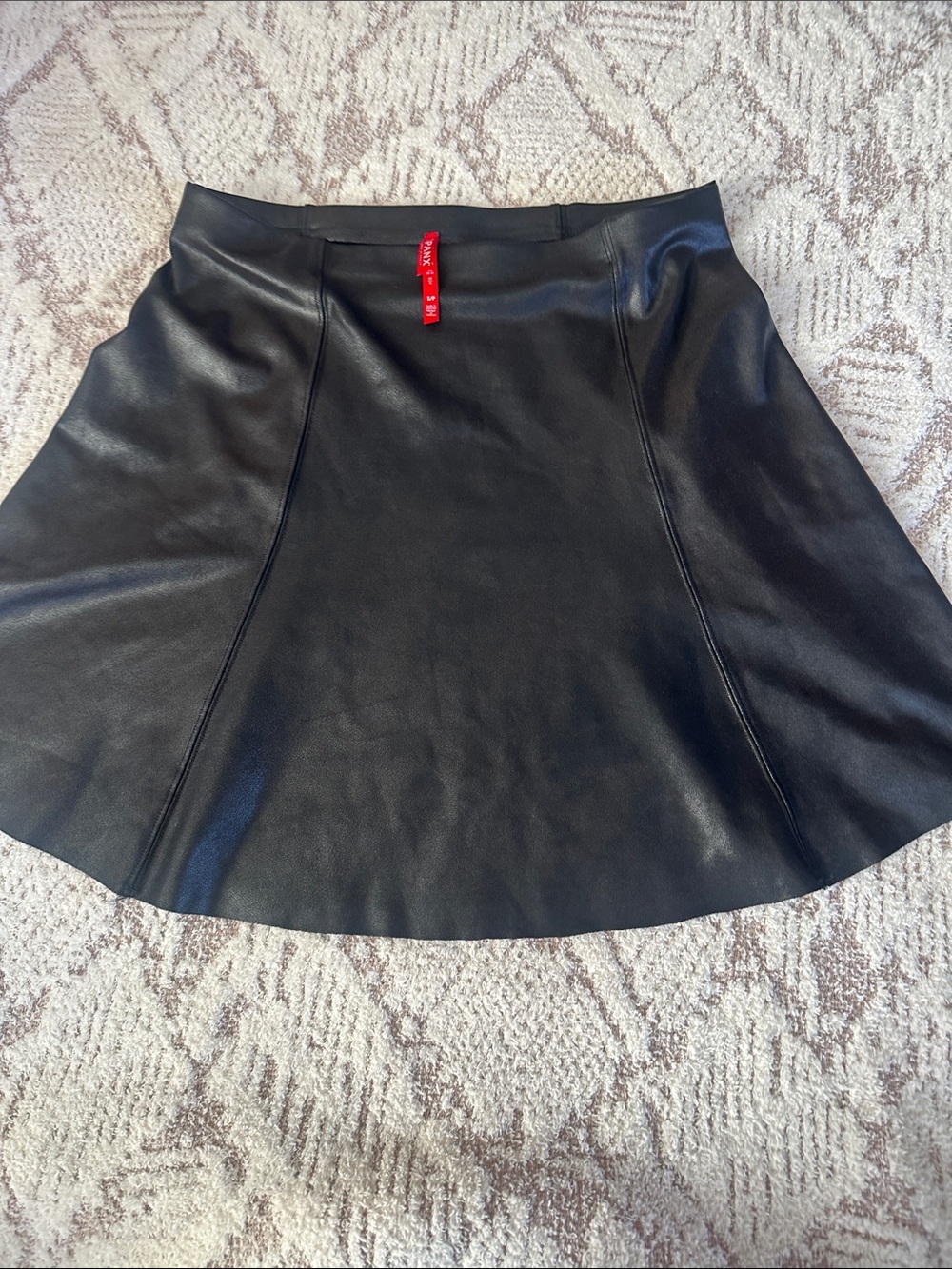 SPANX Faux Leather A-Line Skater Skirt Black High Waist S/P Like New